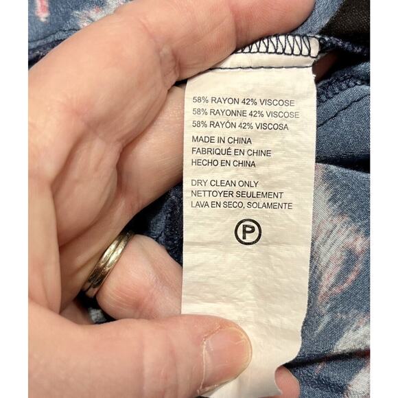 Derek Lam A-Line Navy Floral Print Long Sleeve Belted Mini Dress Sz 38/Sm - Picture 12 of 16